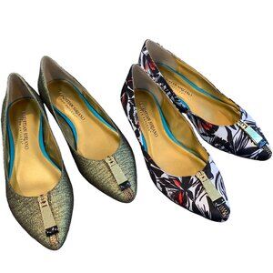 Lot of 2 Pairs Christian Siriano Size 6 Micola Dressy Flats Gold Zipper